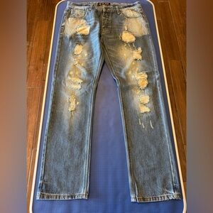 Black Premium Distressed Blue Jeans for Men